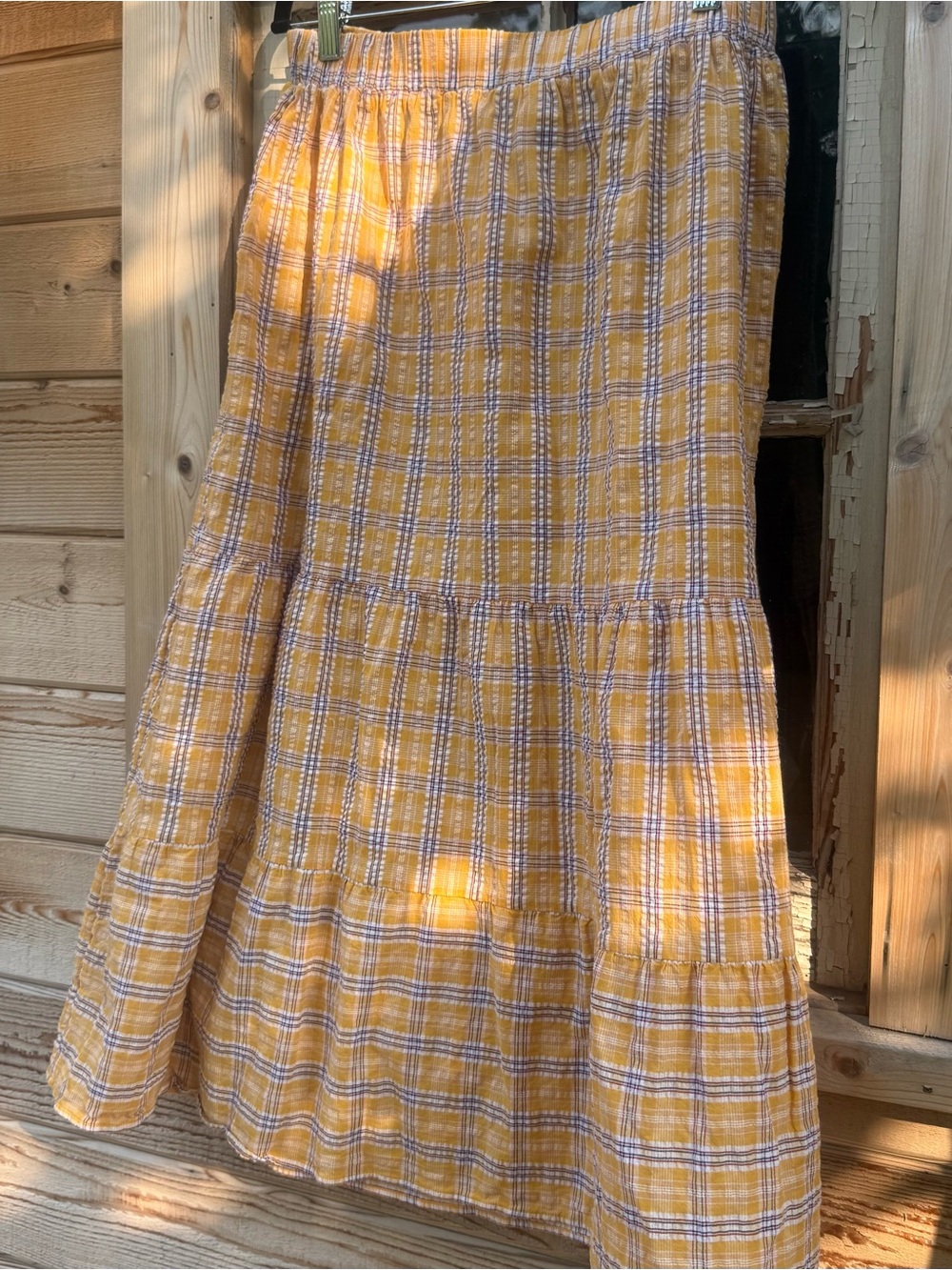Ricki's 2 Piece Skirt Set Yellow Plaid Tiered Skirt size S/M